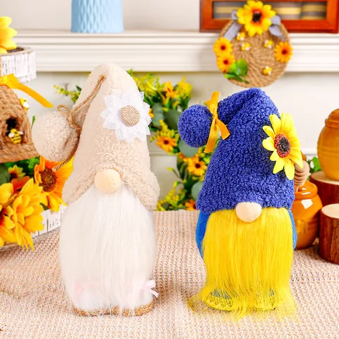 Gnomi Di Girasole Peluche Bambola Senza Volto Ornamenti Fatti A Mano In Maglia Decorazione Margherita Per Tavolo Casa