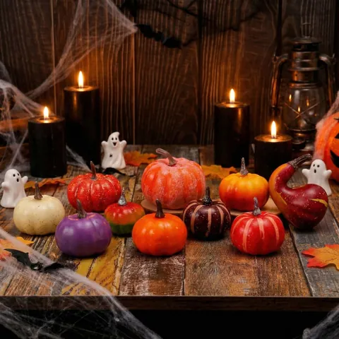 Harvest Festival Artificial Foam Pumpkins Colorful Simulation Vegetable Props Halloween Thanksgiving Home Kitchen Ornaments Decor