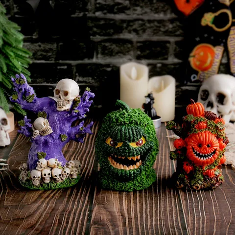 Halloween Griezelige Hars Pompoen Monster Schedel Boom Decoratie Bureau Feest Horror Atmosfeer Rekwisieten Woondecoratie Ornament