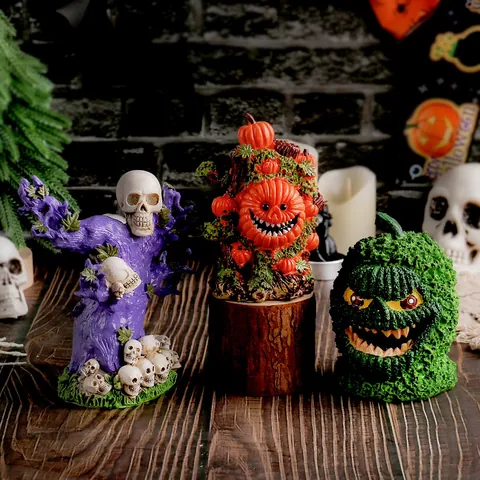 Halloween Griezelige Hars Pompoen Monster Schedel Boom Decoratie Bureau Feest Horror Atmosfeer Rekwisieten Woondecoratie Ornament