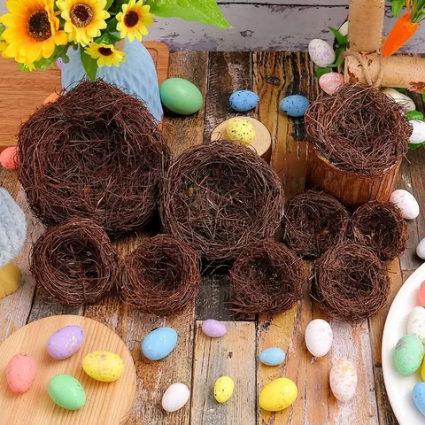 Ostern Vogelnest Dekoration Naturzweig Rattan Gewebte Vogelhaus Ornamente Für Garten Hof DIY Party Requisite Rustikaler Stil