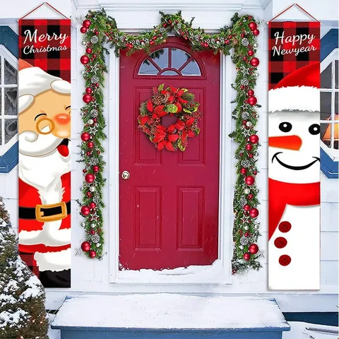 Nutcracker Christmas Porch Banner Soldiers Flag Merry Christmas Door Banner For Outdoor Home Holiday Party Decor Set