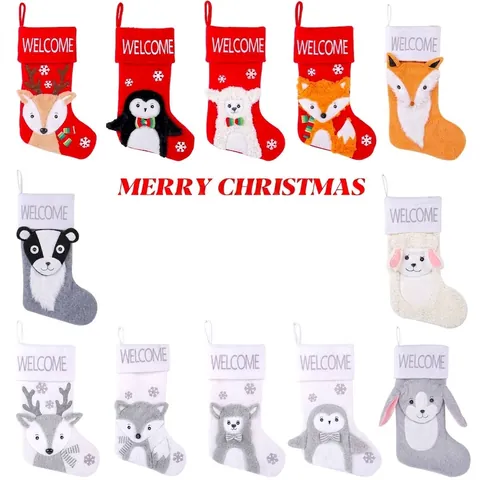 Nikolausstiefel Groß Alpaka Fuchs Rentier Pinguin Süßigkeitentüte Hängende Dekoration für Weihnachtsbaum Kinder Feiertag Party