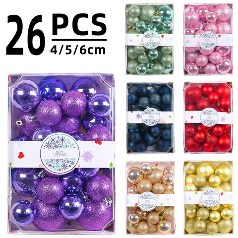 Shatterproof Plastic Christmas Ball Ornaments Multi Size Shiny Matte Glitter Decorative Baubles For Tree Home Party Decor