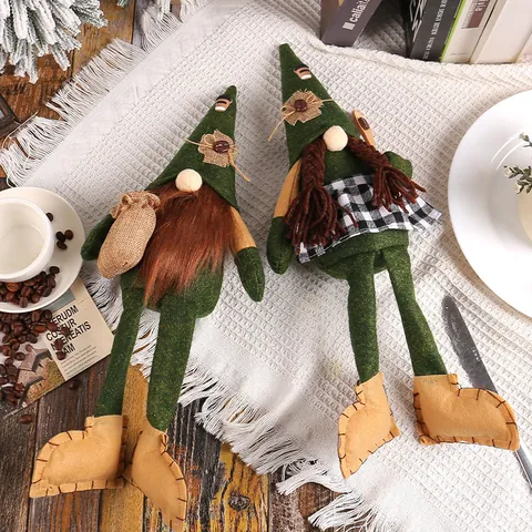 Coffee Theme Long Legged Faceless Gnome Doll Scandinavian Forest Spirit Plush Ornament Window Table Decoration For Christmas Home
