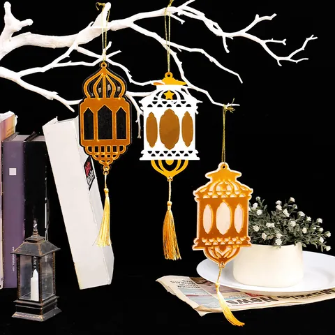 Wooden Hollow Palace Lantern Ramadan Eid Mubarak Festival Decoration Creative Hanging Pendant With Silky Tassel Home Ornament