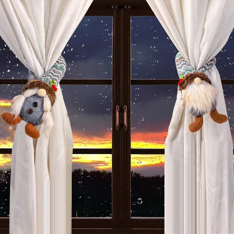 Weihnachtszwerg Vorhangschnalle Strickmütze Rudolph Plüschpuppe Heimdekoration Für Wohnzimmer Feiertagsornament