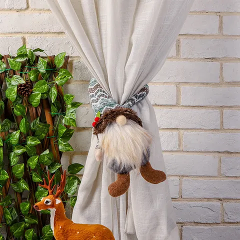 Weihnachtszwerg Vorhangschnalle Strickmütze Rudolph Plüschpuppe Heimdekoration Für Wohnzimmer Feiertagsornament