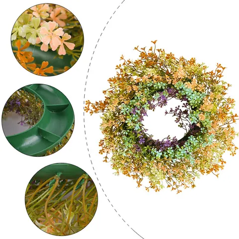 Artificial Spring Wildflower Wreath Multi Color Plastic Daisy Wreath For Front Door Home Living Room Wall Decoration