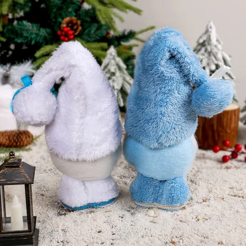 Christmas Gnome Plush Doll Faceless Rudolph Dwarf Snowflake Embroidery Long Hat Winter Holiday Tabletop Home Decoration