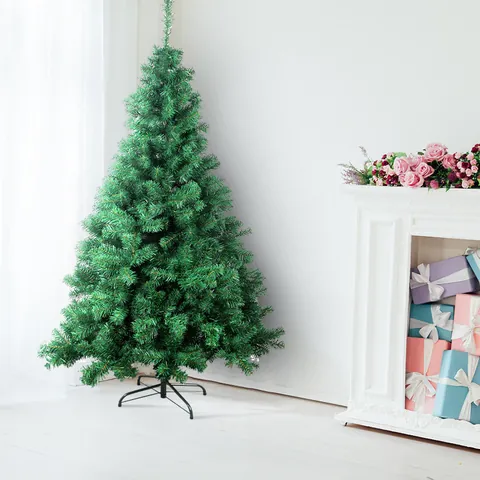 Artificial Green PVC Christmas Tree With Metal Stand Indoor Home Mall Decoration Dense Pine Needle Classic Xmas Tree