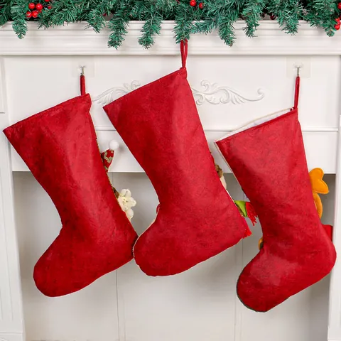 Grandi Calze di Natale in Peluche Con Bambola Tridimensionale Babbo Natale Pupazzo di Neve Renna Stampate da Appendere al Camino