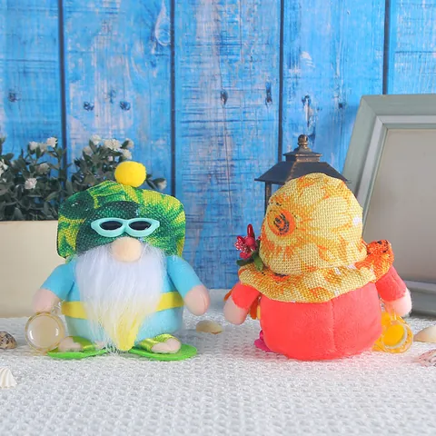 Summer Beach Gnome Plush Dolls Sunglasses Bikini Faceless Tabletop Ornaments Tropical Theme Party Favors Decorative Figurines