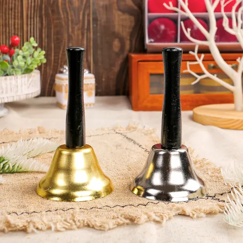 Vintage Christmas Metal Handbell With Wooden Handle Retro Bell For School Restaurant Table Call Service Holiday Decoration