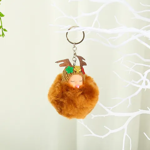 Ángel de Navidad Peluche Pompon Adorno Colgante Astas de Reno Muñeco Bebé Durmiendo Colgante Para Árbol de Navidad Hogar