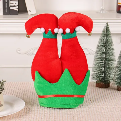 Grappige Kerst Elf Benen Muts Zachte Stof Kerstman Benen Feesthoed Met Bel Pompon Voor Vakantie Kostuum Feest Decor
