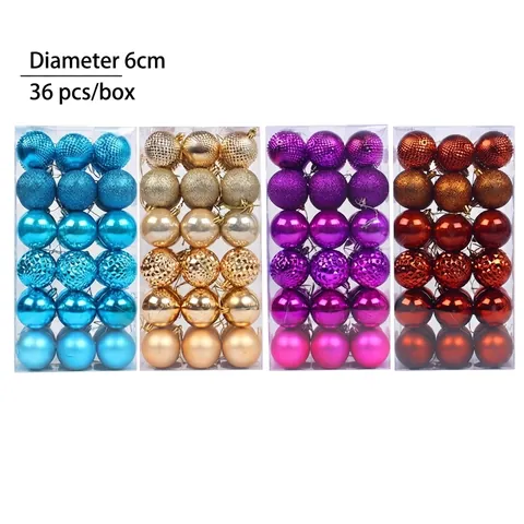 Shatterproof Plastic Christmas Ball Ornaments Set Shiny Matte Glitter Textured Xmas Tree Hanging Decorations For Festive Holiday Party Home Decor