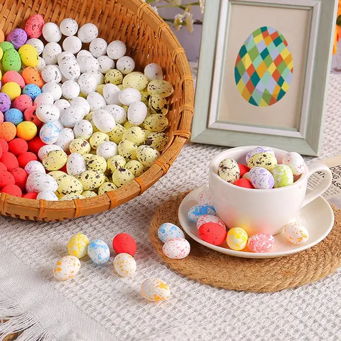 Easter Mini Colorful Speckled Eggs Foam Artificial Speckled Eggs For DIY Crafts Home Party Table Holiday Decorations