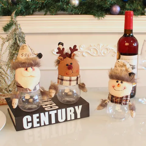 Barattolo di Caramelle Renna di Natale Contenitore in Plastica Trasparente Con Coperchio in Peluche Alce Scatola Regalo per Bambini Festa Casa