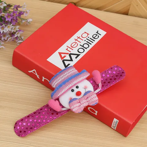 LED Glowing Christmas Slap Bracelet Sequin Plush Santa Snowman Reindeer Bear Slap Band For Kids Party Favor Gift Decorations