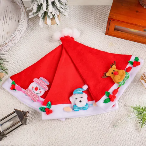 Christmas Hat Plush Brushed Fabric 3D Cartoon Santa Snowman Reindeer Bear Festive Party Performance Decoration