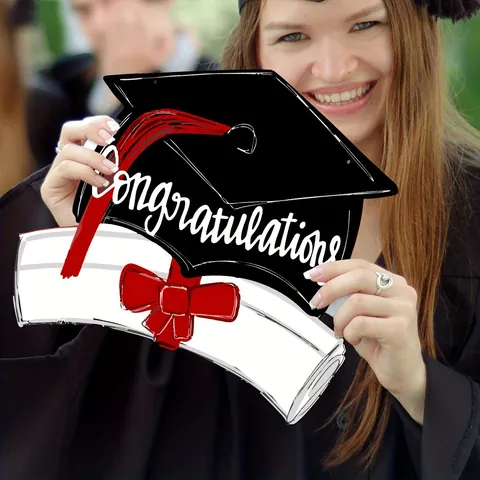 Graduation Wooden Hanging Plaque Mortarboard Diploma Congratulations Sign For Graduation Party Home Window Wall Decoration Gift