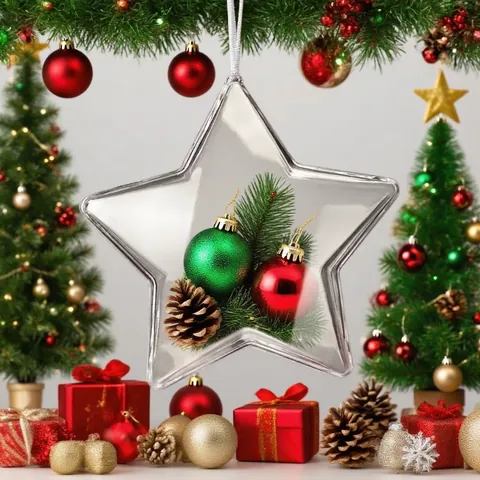 Christmas Clear Fillable Star Heart Shaped Hollow Balls DIY Craft Plastic Transparent Hanging Decoration For Party Home Mall