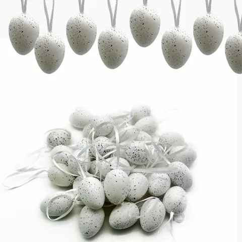 Realistic Spotted Easter Eggs Decoration Set With Ribbon Hanging Simulated Bird Eggs For Festive Party Home Decor