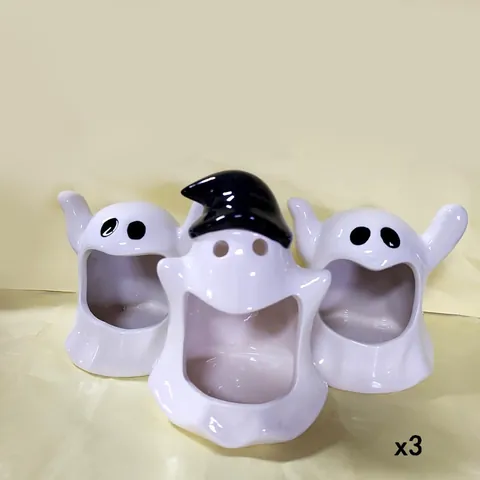Ceramic Ghost Candle Holder Ashtray Cute Funny Little Ghost Home Decoration Halloween Ornament For Office Living Room Desktop