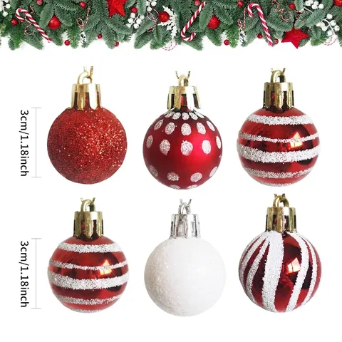 Electroplated Painted Plastic Christmas Ball Ornaments For Xmas Tree Hanging Decorative Festive Party Home Jewelry Decor Set