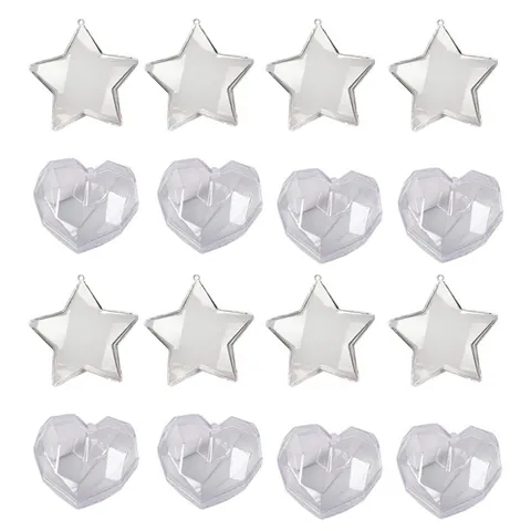 Christmas Clear Fillable Star Heart Shaped Hollow Balls DIY Craft Plastic Transparent Hanging Decoration For Party Home Mall