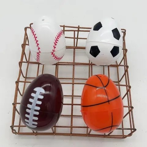 Huevos de Plástico que se Abren con Patrón de Pelota Deportiva de Pascua Fútbol Baloncesto Béisbol Fútbol Americano Contenedores para Decoraciones de Fiesta Regalo
