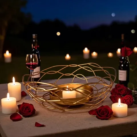 Creative Gold Wire Woven Bird Nest Candle Holder Iron Hollow Metal Tealight Stand For Wedding Romantic Home Decor Tabletop Ornament