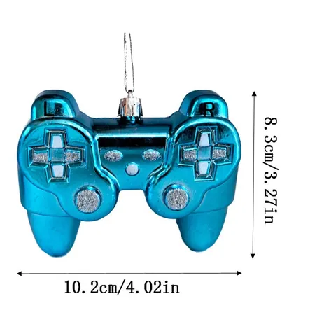 Blue Video Game Controller Christmas Ornament Electroplated Plastic Gamepad Hanging Decor For Christmas Tree Home Party
