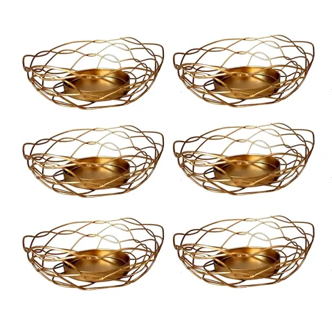 Creative Gold Wire Woven Bird Nest Candle Holder Iron Hollow Metal Tealight Stand For Wedding Romantic Home Decor Tabletop Ornament
