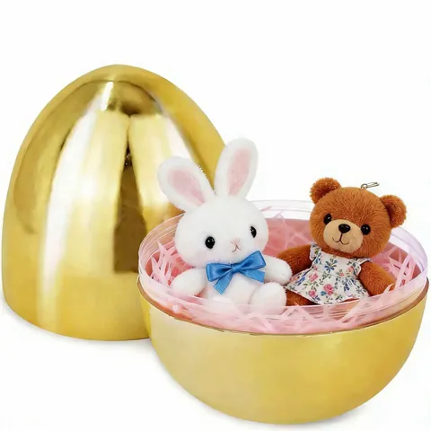 Gold Electroplated Easter Egg Plastic Openable Fillable Capsule For Party Lucky Draw Decoration Mirror Finish Egg Shell Container