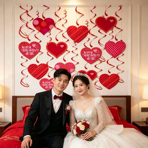 Valentine's Day Party Decorations Heart Swirl Hanging Decor Happy Valentine's Day Banner For Engagement Wedding Party Decor