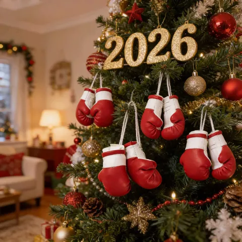 Mini Guanti da Boxe Rossi Decorazione Pendente di Natale per Specchietto Retrovisore Auto Ciondolo Borsa Albero di Natale Feste