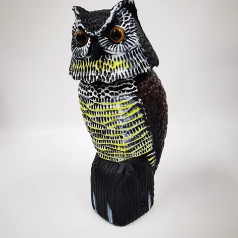 Realistic Rotating Head Owl Statue Garden Decor Bird Deterrent Pest Control Decoy PE Material Outdoor Yard Ornament