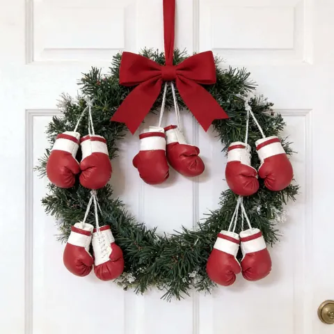 Mini Guanti da Boxe Rossi Decorazione Pendente di Natale per Specchietto Retrovisore Auto Ciondolo Borsa Albero di Natale Feste