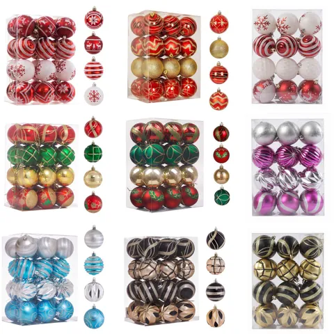 Painted Christmas Ball Ornaments Set Shatterproof Plastic Multicolor Hanging Balls For Christmas Tree Holiday Home Decor