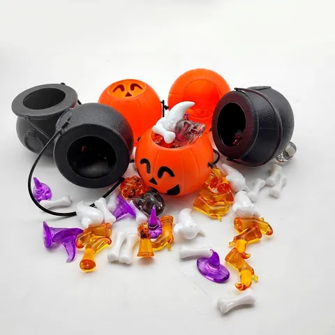 Juego de Decoración de Halloween Mini Cubos de Calabaza Calderos de Bruja con Huesos de Fantasma Adornos de Fiesta Hogar
