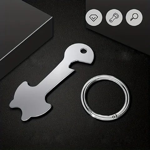 Stainless Steel Shopping Trolley Key Keychain Multi-functional Metal Shopping Cart Token Remover Keychain For Supermarket Daily Use