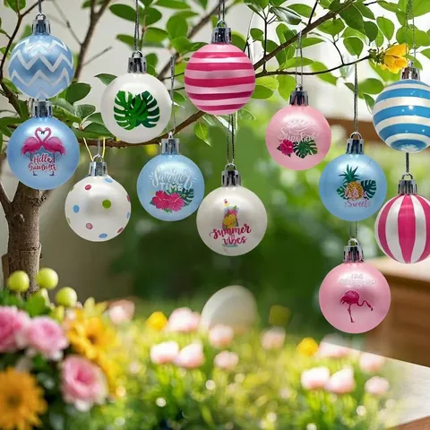 Addobbi a Sfera Flamingo per Festa Estiva Decorazioni Pendenti Foglia di Palma Tropico Ananas Set Sfere in Plastica Rosa Bianco Blu