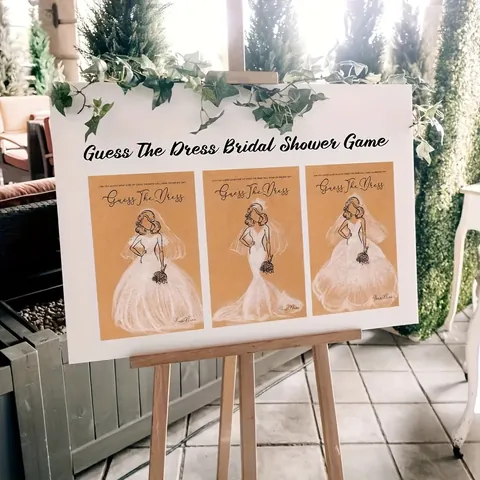 Guess The Dress Brautdusche Spiel Set Kraftpapier Karten Und Weiße Bleistifte Hochzeitsfeier Party Spiel Requisiten Für Gäste Verlobungsfeier