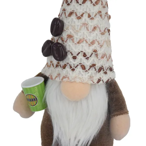 Gnomo de Café Hecho a Mano Muñeca de Peluche Sin Rostro Con Gorro de Punto Patrones Plaid Granos de Café Para Hogar Bar