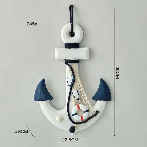 Mediterranean Wooden Anchor Wall Hanging Creative Nautical Theme Room Decor For Kindergarten Hotel Home Office Wall Art