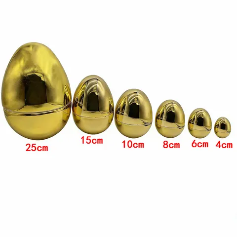 Gold Electroplated Easter Egg Plastic Openable Fillable Capsule For Party Lucky Draw Decoration Mirror Finish Egg Shell Container