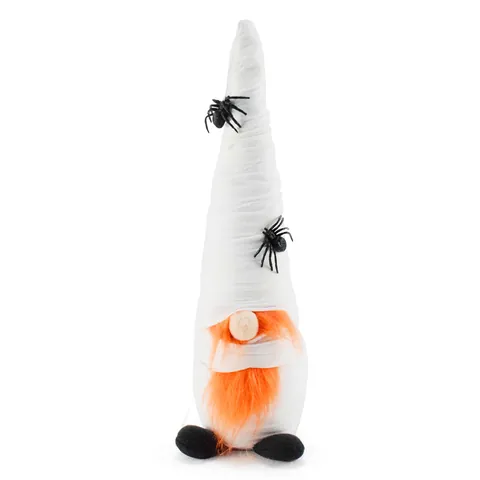 Halloween Mummy Gnome Doll Faceless Rudolf Figurine White Bandage Plush Gnome With Spiders For Home Party Table Ornament Decor