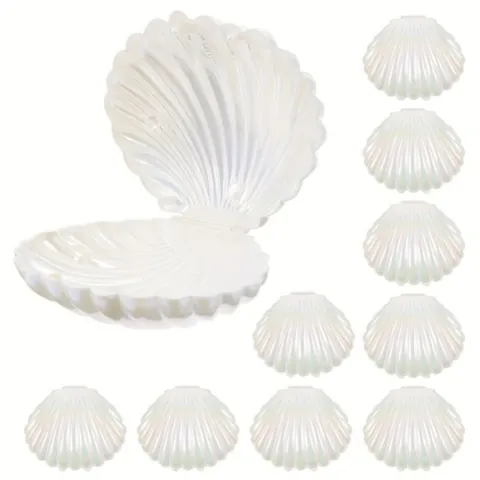 Boîte à Bonbons Créative en Forme de Coquillage Plastique Électroplaqué Lustre Perlé Récipient Cadeau Décoratif pour Mariage